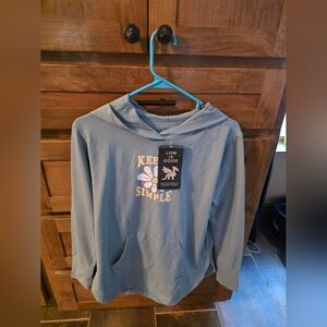 Life Is Good Light Blue Hoodie with Flower Design